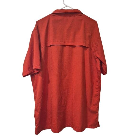Columbia Men's Dark Orange Red Polyester Button Down Outdoor Quick Dry Ventilate - Picture 3 of 11